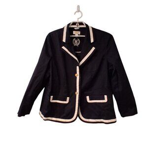 Talbots blazer womens 16W stretch navy Spring Career Academia Nautical